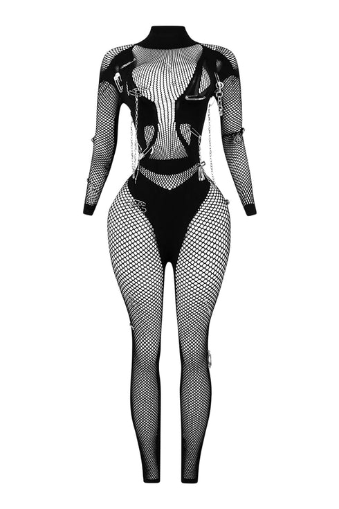Eleanor Seamless Long Sleeve Fishnet Jumpsuit